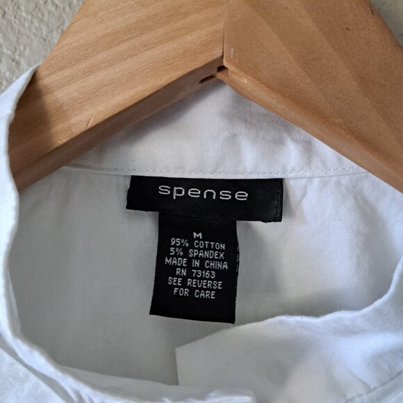 💚Spense White Button-Up Shirt with Pleated Front in Size Medium - Picture 9 of 9